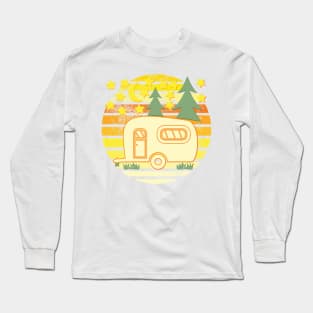 Camper Travel Trailer Sunset Trees and Stars Long Sleeve T-Shirt